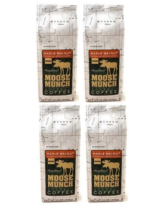 Moose Munch Coffee By Harry & David, Maple Walnut Ground Gourmet Coffee 4 Bags 3 Moose Munch Coffee By Harry & David, Maple Walnut Ground Gourmet Coffee 4 Bags
