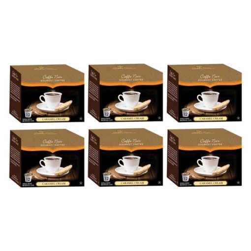 Caffe Noir Gourmet Coffee Caramel Cream, Single Serve Beverage Cups, 6 Box 12 Count Each -Miscela d'Oro Sales caffe noir gourment coffee caramel cream 6 pack 12 ct