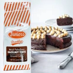 Junior's Most Fabulous Hazelnut Torte, Medium Roast Ground Coffee, 4/12 Oz Bags -Miscela d'Oro Sales juniorshazelnutmain 2