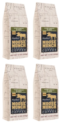 Harry & David Northwest Blend Moose Munch Ground Coffee - 4 Bags (12 Oz Each)